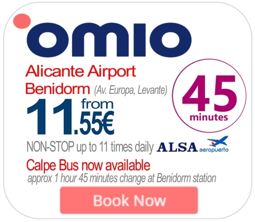 ALSA Alicante airport Benidorm bus.