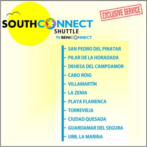 SOUTH CONNECT Alicante airport transfers to Guardamar, La Zenia, Villamartin, Torrevieja and San Pedro del Pinatar
